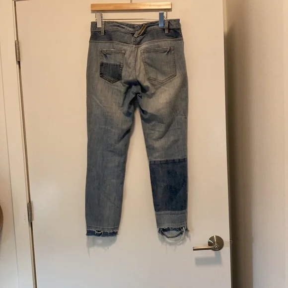 Free People Two-Tone Patchwork Light Blue Jeans - Picture 3 of 3